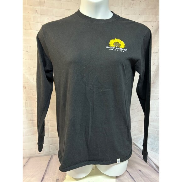 Simply Southern Medium Sunflower Blessed Grandma Long Sleeve T Shirt Black - Picture 2 of 6